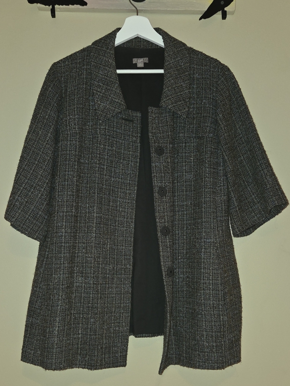 Talbots Grey Tweed Short-Sleeve Coat Jacket